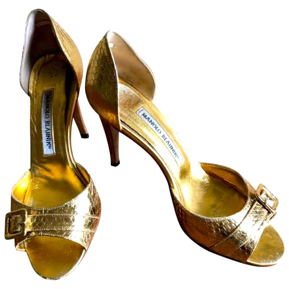 Manolo Blahnik Gold Cerreto Pumps EU 36